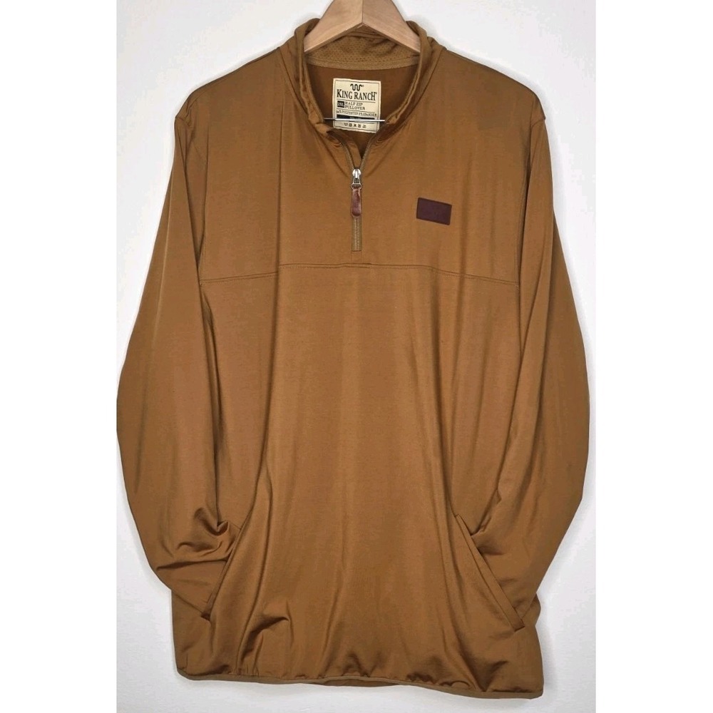 King Ranch 1/2 Zip Pullover Men 2XL Tan Performance Lightweight Outdoor Truck